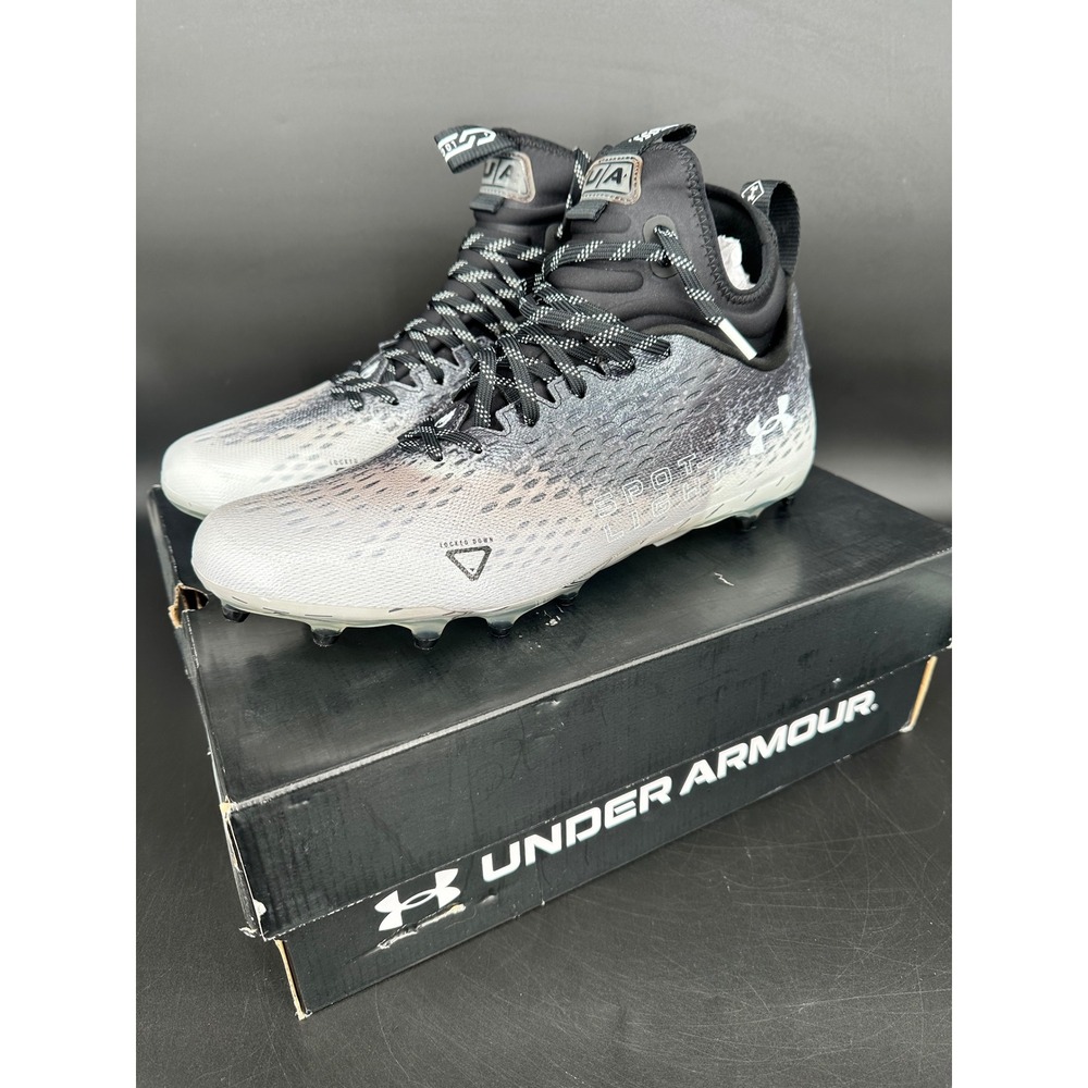 Under Armour Spotlight Lux MC 2.0 Mens Football Cleats Size 13 Black White Gray